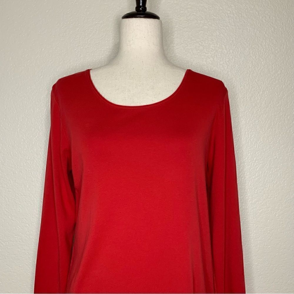 J. Jill Perfect Pima Cotton Red Long Sleeves Top - Picture 2 of 13